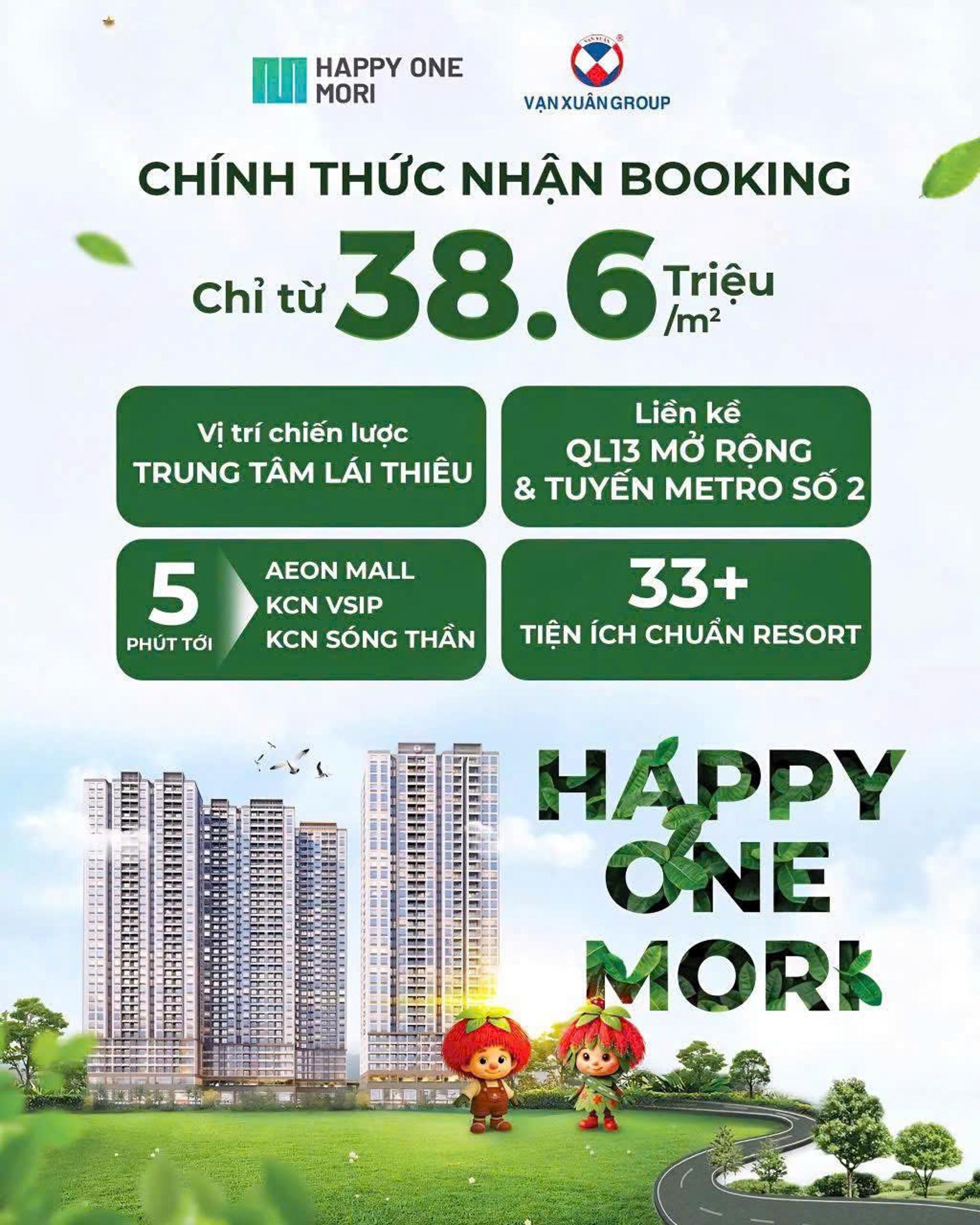  Giá bán căn hộ 1 phòng ngủ Happy One Mori