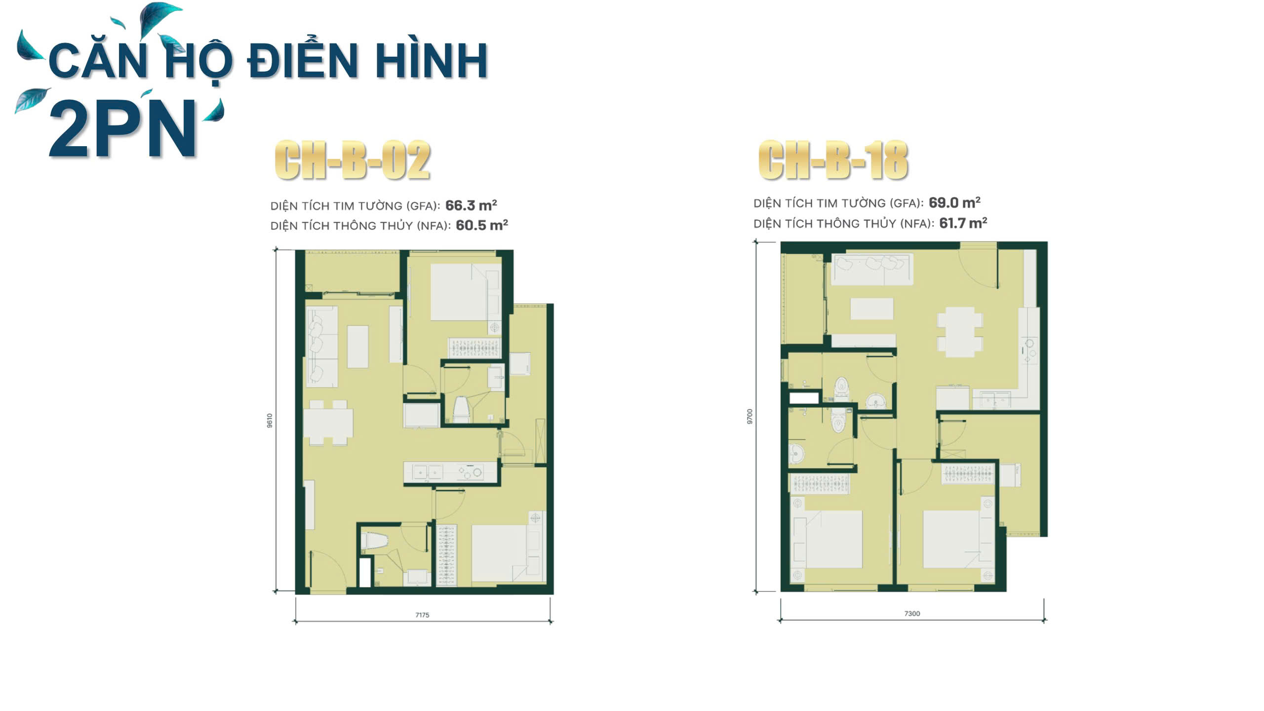 Mặt bằng thiết kế căn hộ 2PN Happy One Mori